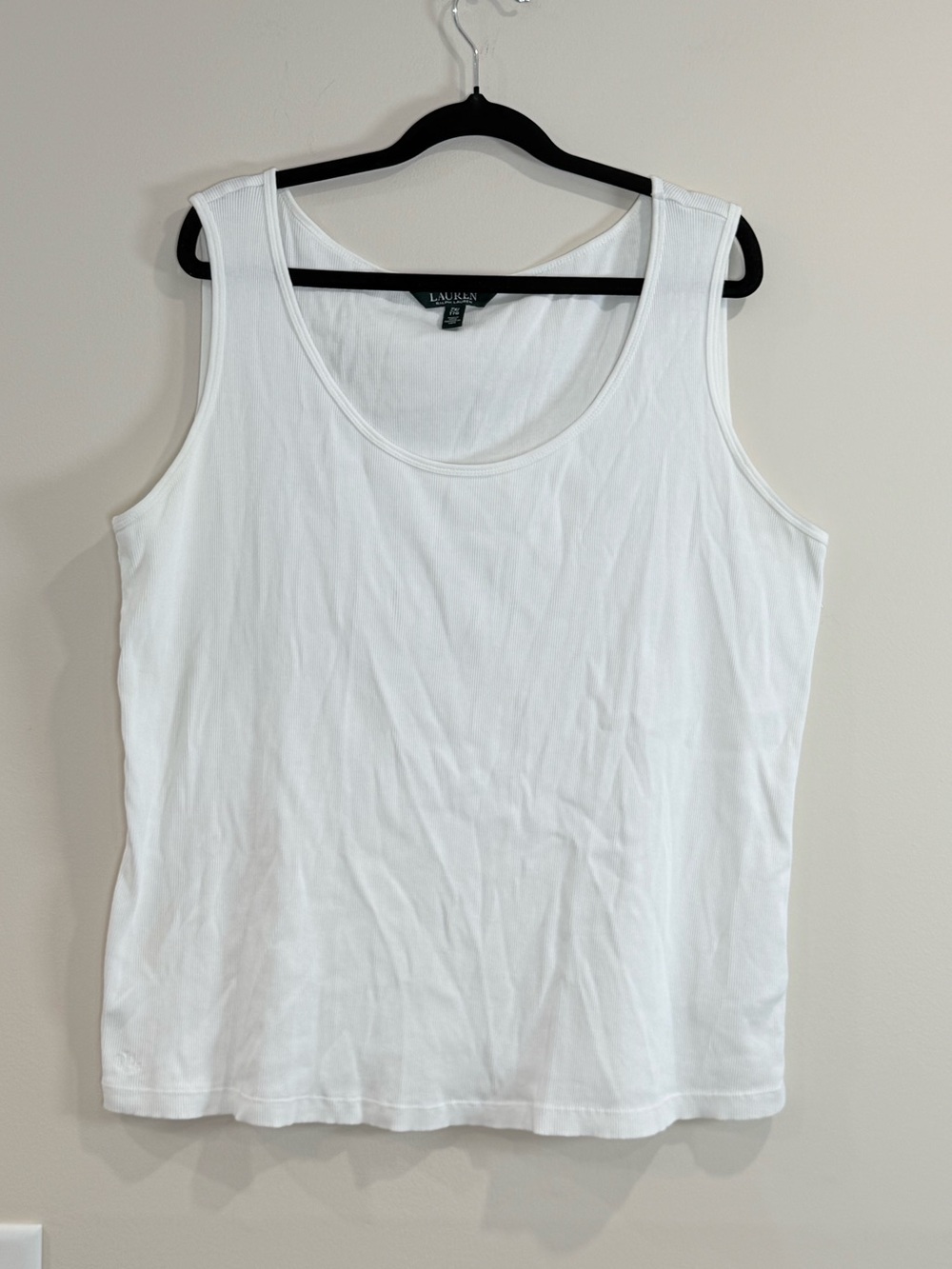 🔥Lauren Ralph Lauren White Scoop Neck Tank Top Size 2X EC🔥